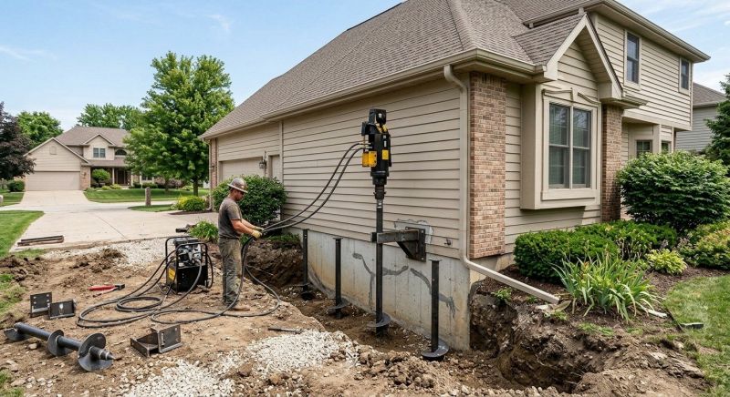 Helical Piers Installation in East Hampton, CT