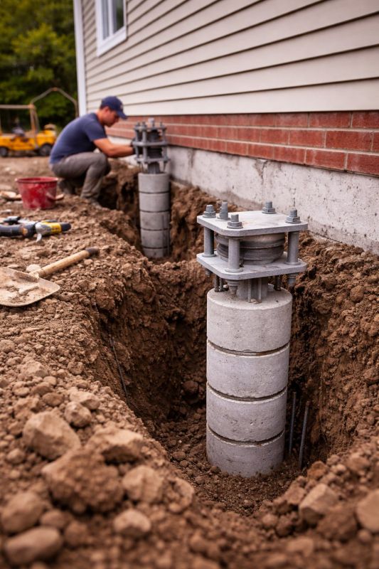 Helical Piers Installation in East Hampton, CT