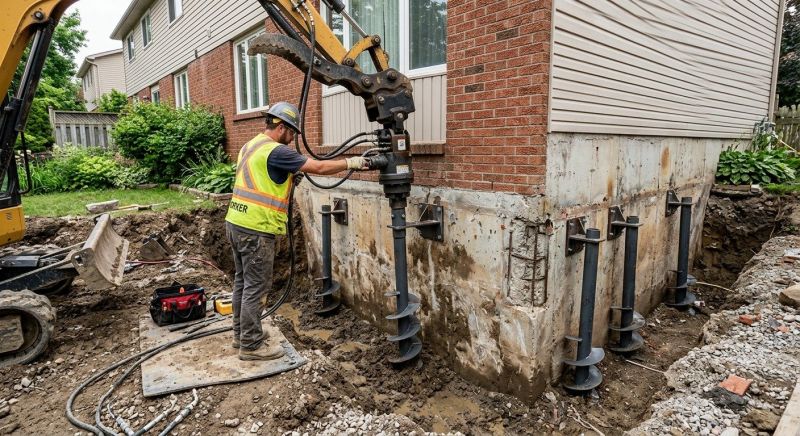 Helical Pile Installation in East Hampton, CT