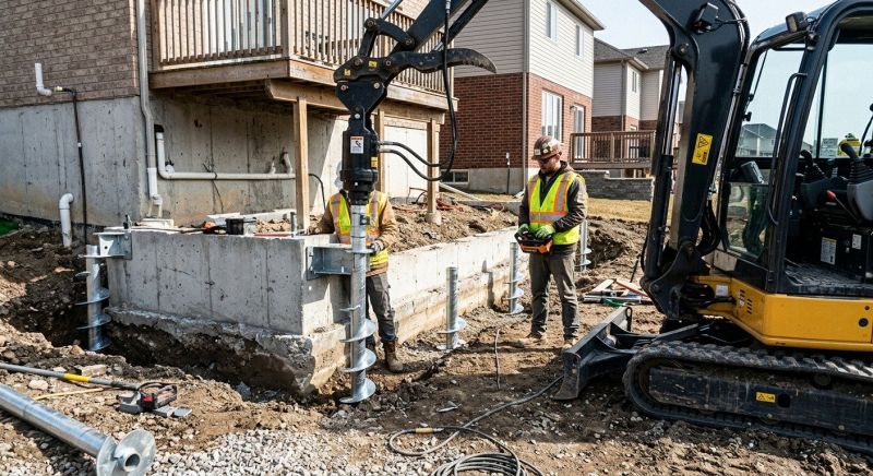 Helical Pile Installation in East Hampton, CT