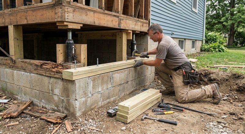 Sinking Foundation Repair in North Branford, CT